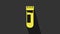 Yellow Test tube or flask with blood icon isolated on grey background. Laboratory, chemical, scientific glassware sign