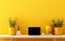 Yellow-Themed Wall Desk for Computers -Generative Ai