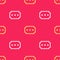 Yellow Ticket icon isolated seamless pattern on red background. Amusement park. Vector Illustration