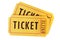 Yellow ticket isolated white background two pair