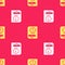 Yellow Time for book icon isolated seamless pattern on red background. Vector