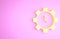 Yellow Time Management icon isolated on pink background. Clock and gear sign. Productivity symbol. Minimalism concept