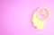 Yellow Time Management icon isolated on pink background. Clock and gear sign. Productivity symbol. Minimalism concept