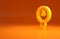 Yellow Tire pressure gauge icon isolated on orange background. Checking tire pressure. Gauge, manometer. Car safe