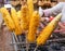 Yellow toasted corns on the grill