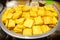 Yellow tofu, snacks burmese Style.