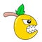 Yellow tomatoes face aggressive spirit, doodle icon image kawaii