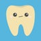 Yellow tooth icon. Unhappy sad face emotion. Crying bad ill teeth with caries. Cute cartoon kawaii funny baby character. Oral