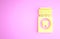Yellow Toothache painkiller tablet icon isolated on pink background. Tooth care medicine. Capsule pill and drug
