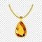Yellow topaz jewelry icon, realistic style