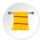 Yellow towel hanging on hanger icon circle