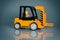Yellow toy forklift. Small loader. Kids toys. Tous for childrens