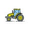 Yellow tractor line icon