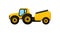 Yellow tractor with tank for water. Agricultural machinery. Flat vector element for advertising banner