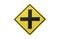 Yellow Traffic Signsâ€ crossroad â€œ isolated at on white background of file with Clipping Path