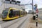 Yellow tram street car of U-OV  as part of the Uithoflijn