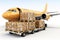 Yellow Transport plane and pellets with cargo shipments