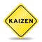 Yellow transportation sign with word kaizen on white background