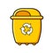 Yellow trash bin isolated.