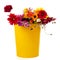 Yellow trash can flowers