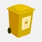 Yellow trashcan icon, cartoon style