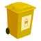 Yellow trashcan icon, cartoon style