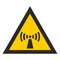 Yellow triangle attention electromagnetic radiation. Radiation hazard