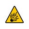 Yellow triangle explosive sign. Warning hazard explosive vector sign.