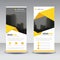 Yellow triangle roll up business brochure flyer banner design , cover presentation abstract geometric background,