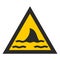 Yellow triangle Shark. Warning danger.