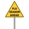 Yellow triangle warning sign, Caution - Flu Shots Ahead, vector Flu Season Warning H1N1