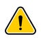 Yellow triangular hazard warning symbol.