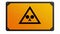 Yellow triangular sign. Grungy style danger sign with skull and cross bones on white background. Rusty. Warning. Caution