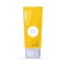 Yellow tube closed by white cap. Template, mockup packing for toothpaste, shaving cream, body lotion.