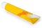 Yellow tube of ointment on a white background. View from above. Full depth of field