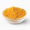 Yellow turmeric powder isolated on white background