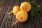 Yellow turnip on wooden background close up.