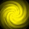 A yellow twisted galaxy on a black background. Yellow abstraction with circular motion