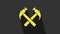 Yellow Two crossed hammers icon isolated on grey background. Tool for repair. 4K Video motion graphic animation