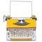 Yellow Typewriters With blank paper cute art painting ill