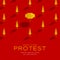 Yellow umbrella 3d isometric pattern, Hong Kong protest extradition legal problem concept poster and social banner post square