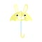 Yellow umbrella with rabbit animal face vector illustration