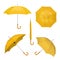 Yellow umbrellas vector realistic illustration