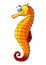 Yellow underwater seahorse cartoon character