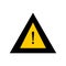 Yellow urgent warning symbol and safety alert. Caution or exclamation mark danger hazard. Vector icon illustration isolated