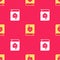 Yellow User manual icon isolated seamless pattern on red background. User guide book. Instruction sign. Read before use