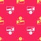 Yellow Vacation time icon isolated seamless pattern on red background. Vector