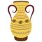 Yellow vase with handles with a Greek pattern