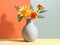 A yellow vase holding flowers, in the style of editorial illustrations, realistic yet stylized.Generative AI