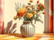 A yellow vase holding flowers, in the style of editorial illustrations, realistic yet stylized.Generative AI